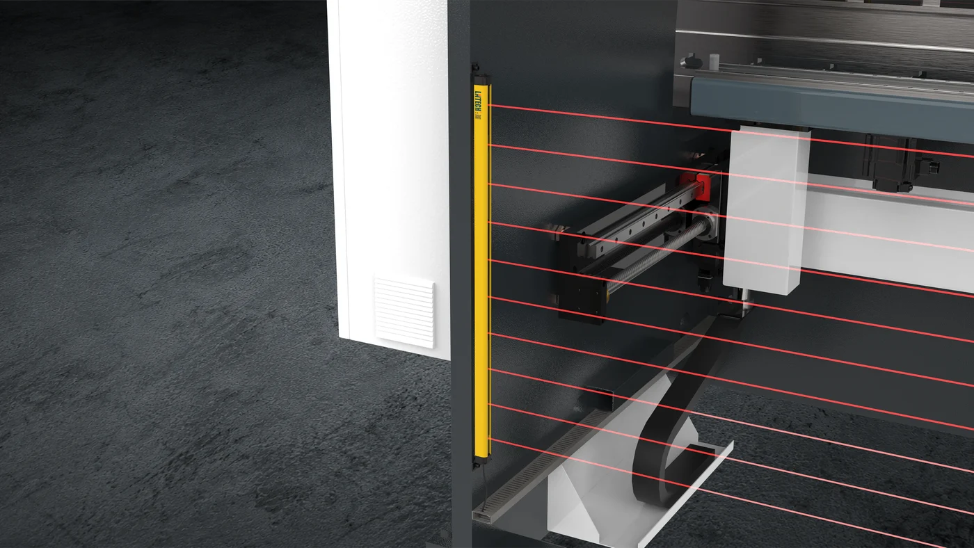 Light curtain safety system on a press brake, optional configuration illustration